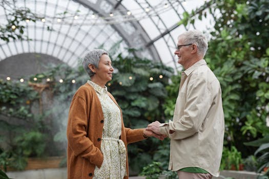 Senior couple enjoying time together in a garden